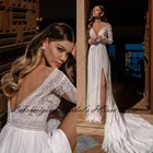 Lakshmigown богемное свадебное платье кружевное с длинным рукавом сексуальное свадебное платье с открытой спиной 2022 Платья пляжные свадебные платья свадебное платье с Боковым Разрезом