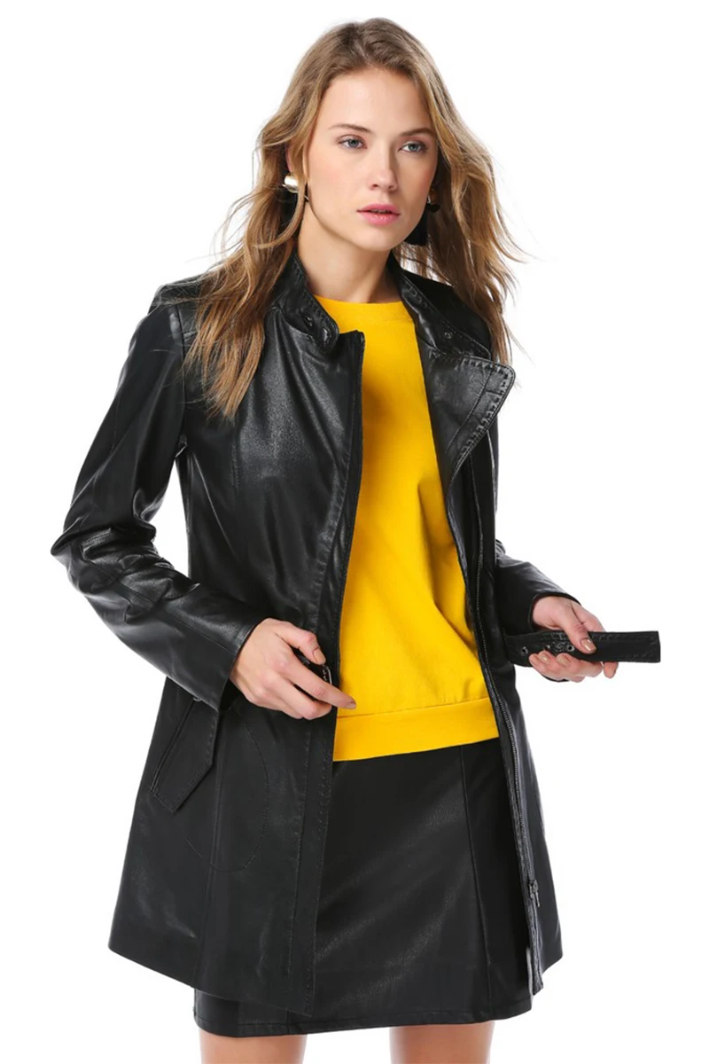 

Dericlub Женская Весенняя военная куртка, Длинная зимняя верхняя одежда, удобная Байкерская модная осенняя куртка-бомбер из натуральной кожи