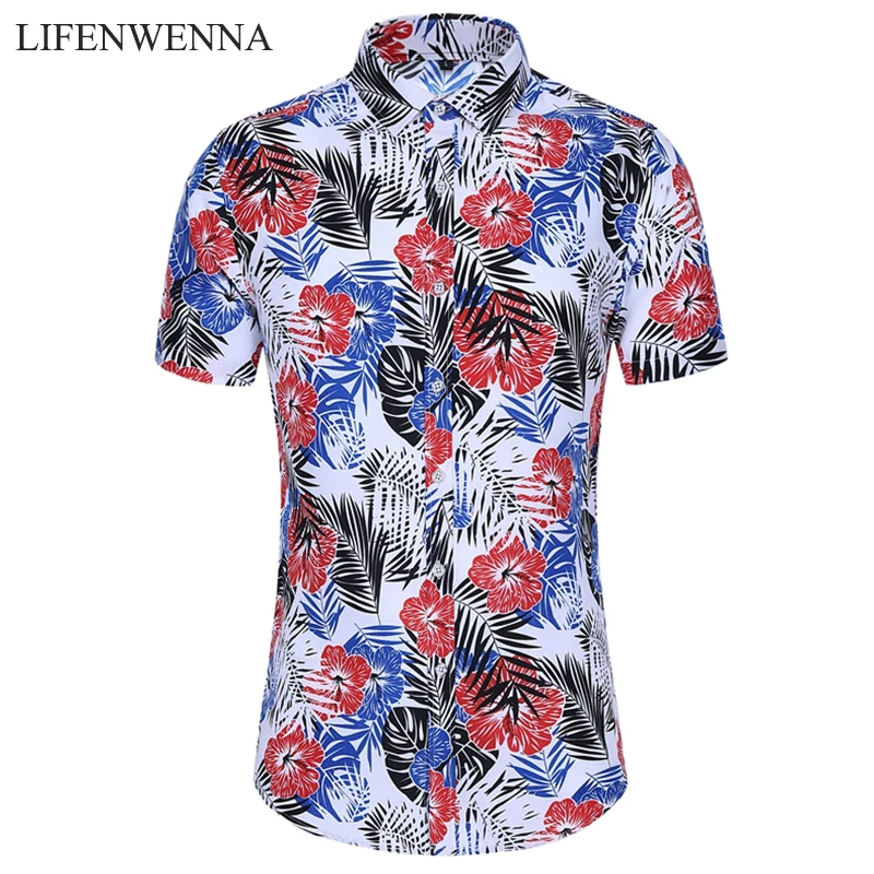 

2020 Fashion Summer Men's Short Sleeve Hawaiian Shirts Casual Floral Print Shirt Regular Fit Vacation Beach Clothes 5XL 6XL 7XL