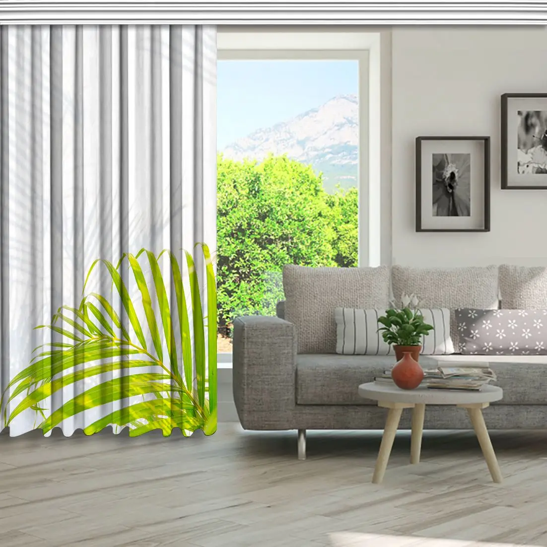 Занавеска листья и тени на стене экзотический лес природа окружающая среда