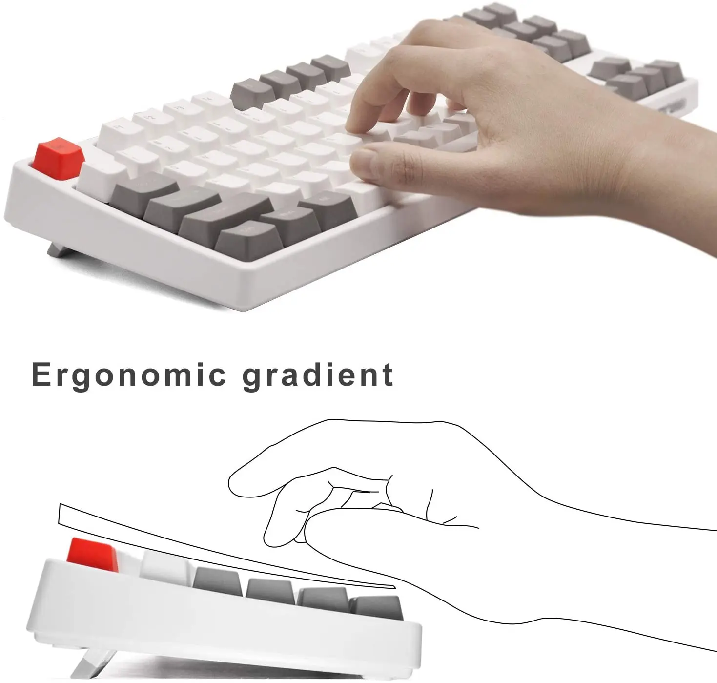 

GANSS Programmable Mechanical Keyboard 87 Key with Tactile - Color Mixing Double Shot PBT Keycaps - Cherry Mx Brown Switches Key