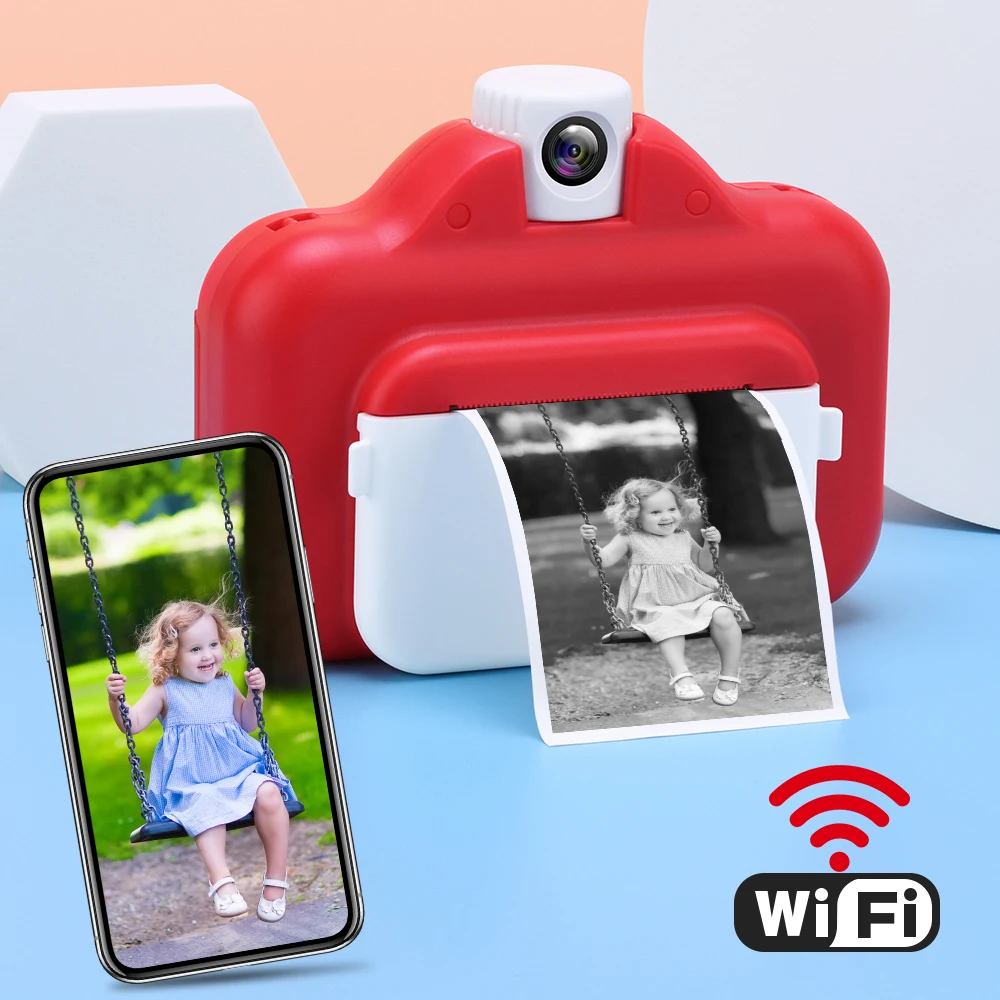 

Kids Camera WIFI Instant Print Camera Thermal Printer Wireless WIFI Phone Printer 32GB Card 1080P HD Children Digital Camera Toy