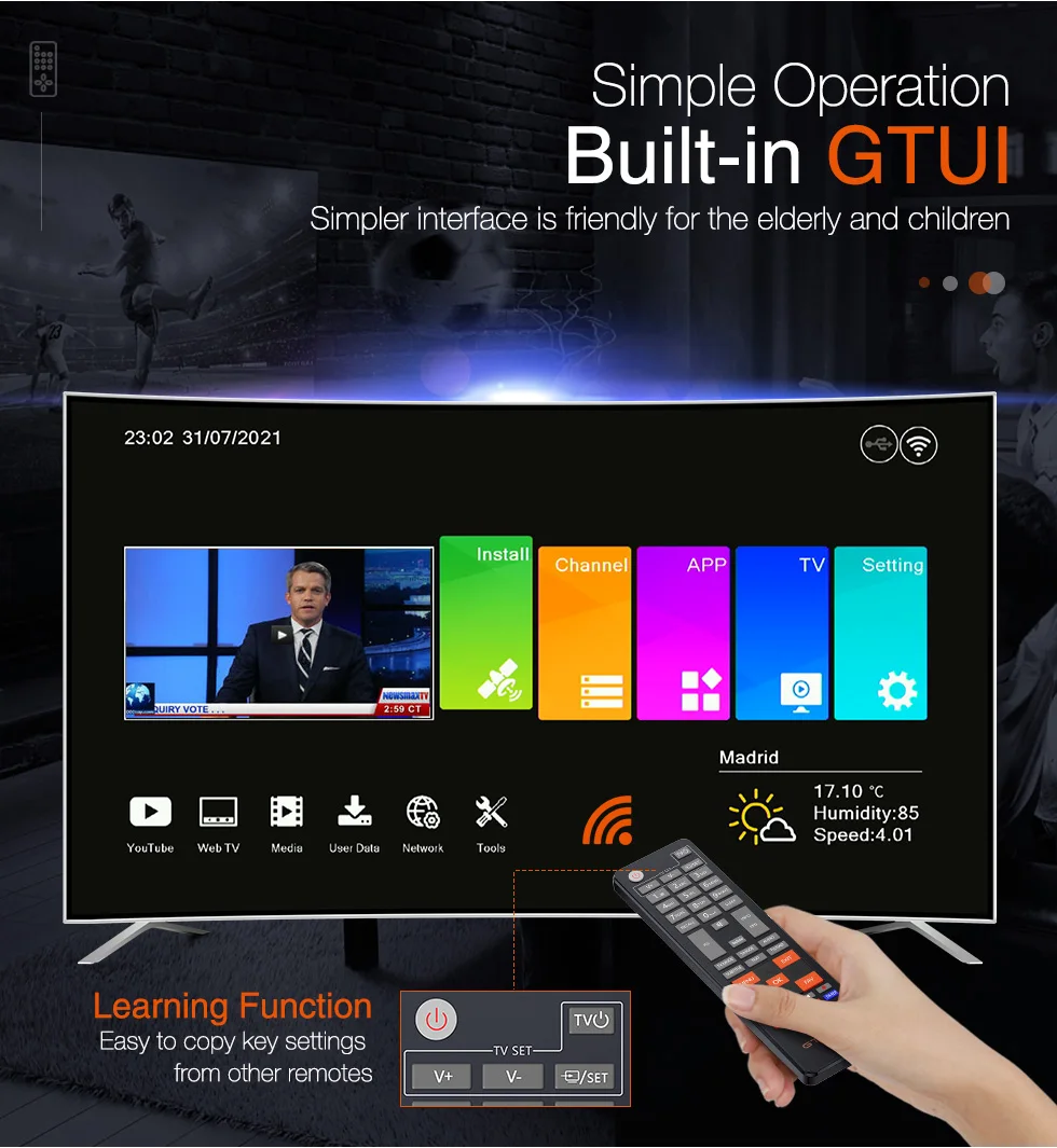 Новый спутниковый ТВ-приемник GTmedia V8 UHD DVB-S/S2/S2X + T/T2 кабель H265 4K Ultra HD встроенный Wi-Fi