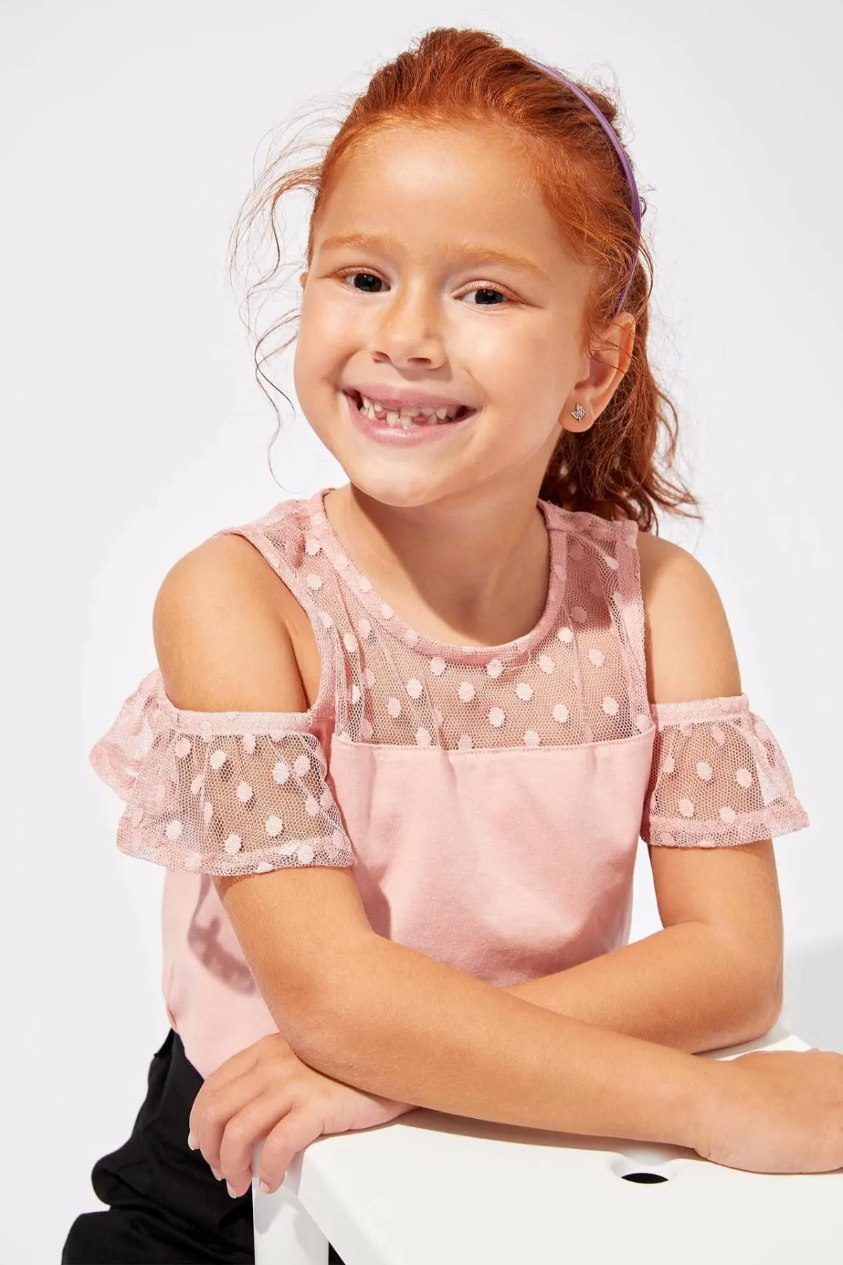 DeFacto/модная футболка с круглым вырезом и короткими рукавами для девочек детские