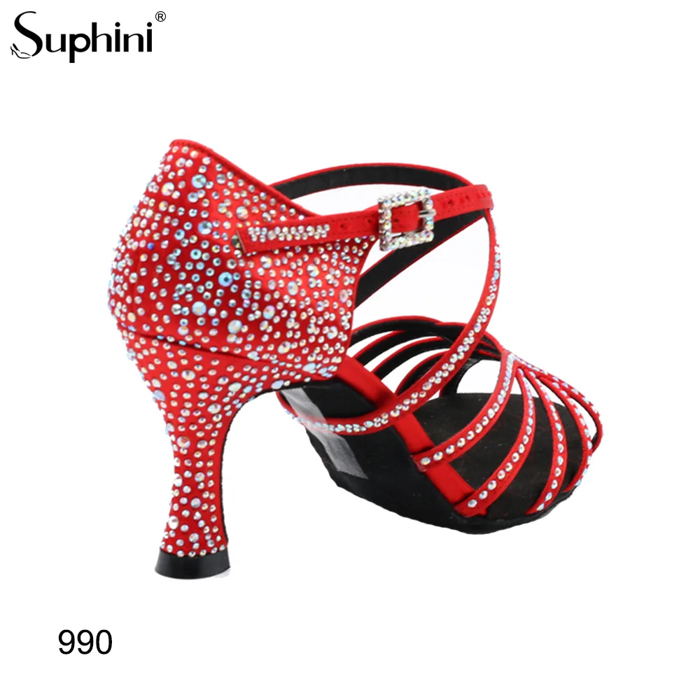 Туфли для танцев сальса на высоком расширяющемся книзу каблуке Suphini Новинка в