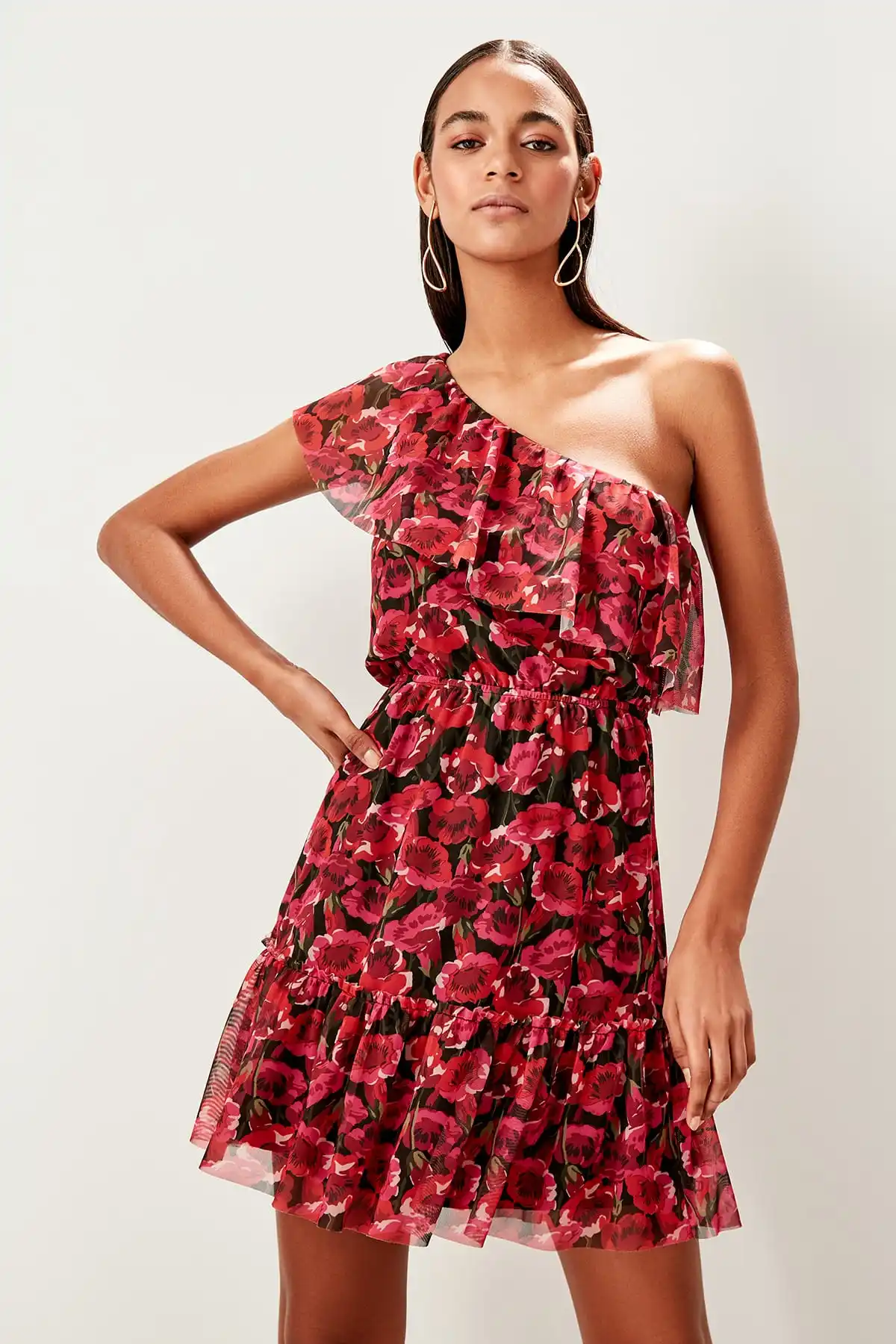 Бордовое трикотажное платье TWOSS19LJ0310|Женские платья| |