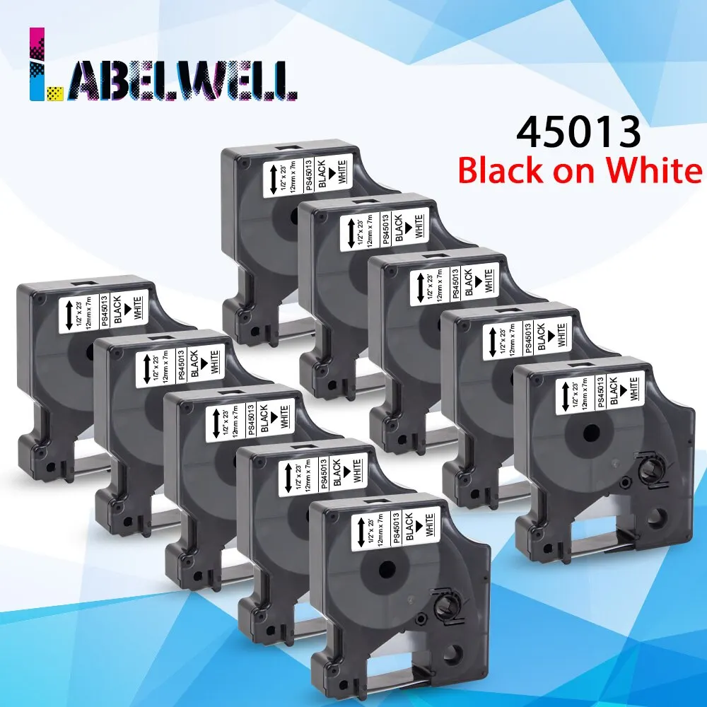 Labelwell черный на белом 12 мм Dymo D1 45013 лента для этикеток совместимая с Manager Maker 210 450 LM160