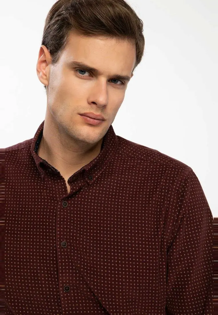 DeFacto Новая мужская модная рубашка с отворотом и длинным рукавом повседневная