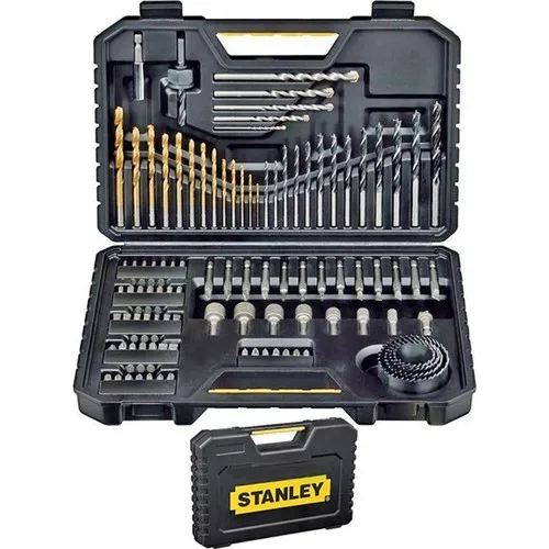 

Set of 100 pieces of screws and drills, Stanley Brand, made in Germany, 2021, titanium drill, metal drilling, concrete drilling,