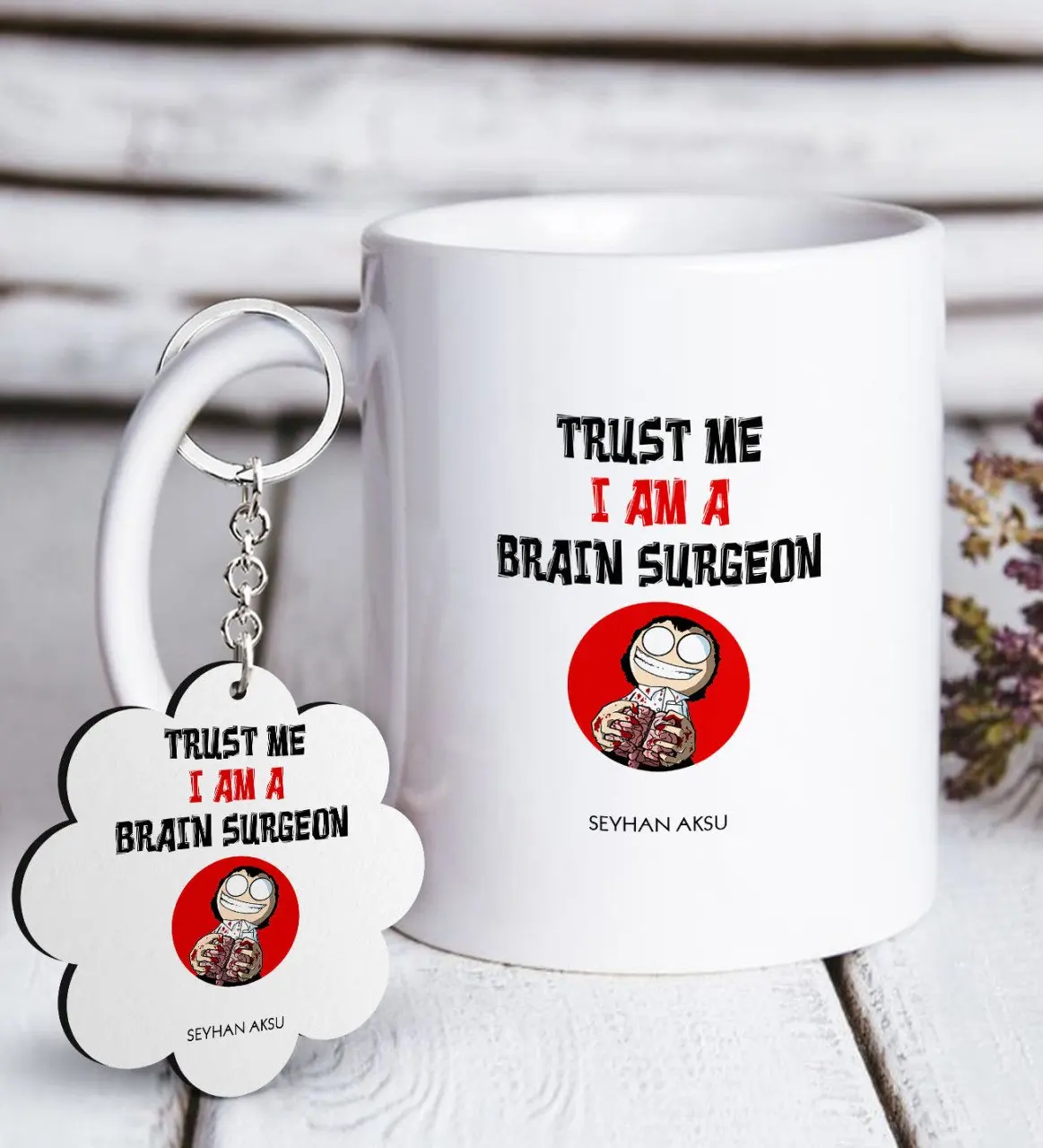 

Personalized Professional Neurosurgeon White Mug and Keychain Gift Set Reliable Quality Cost Effective Gift Coolest Special