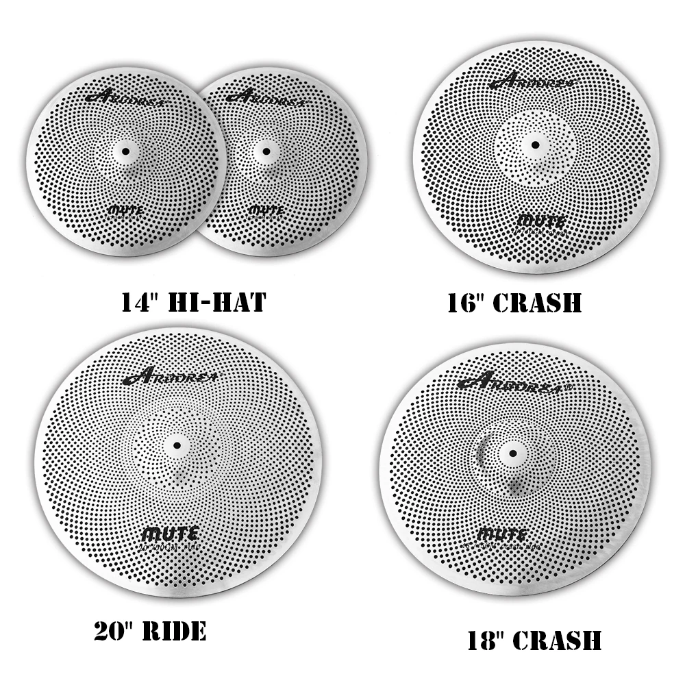 Sliver Mute Набор тарелок 14 ''Hi-Hat + 16'' авария 18 ''авария 20'' ездить |