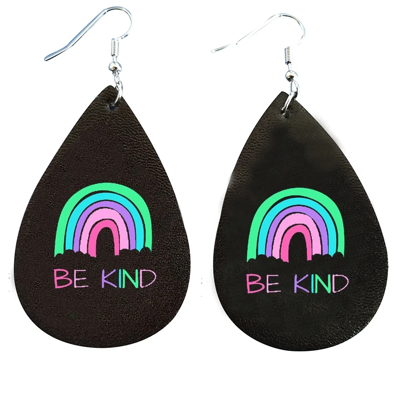 

2021 New Style New Faux leather Earrings Rainbow Earrings We Are Now In Stock