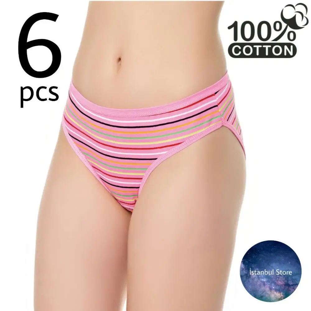 Женские трусики 6 шт. мягкие однотонные в полоску сексуальное нижнее белье