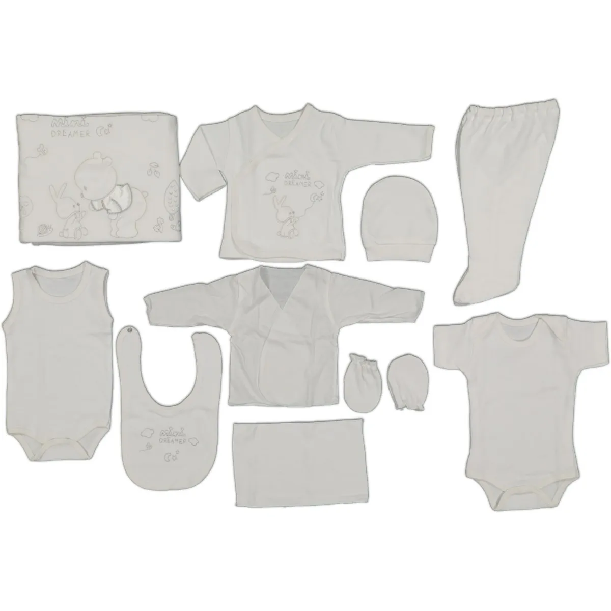

Jaju Baby, 10 Pieces, Mini Dreamer Patterned Embroidered White Color Hospital Outfit Set