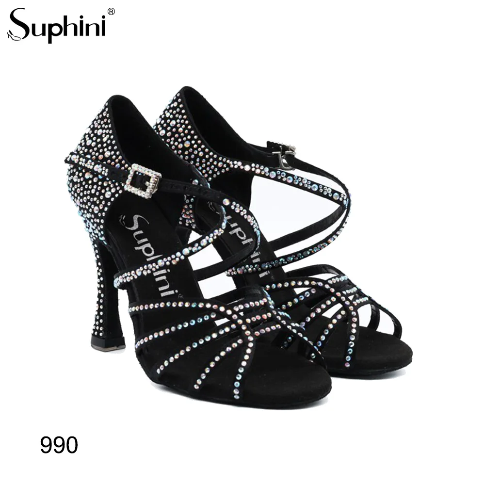 Туфли для танцев сальса на высоком расширяющемся книзу каблуке Suphini Новинка в