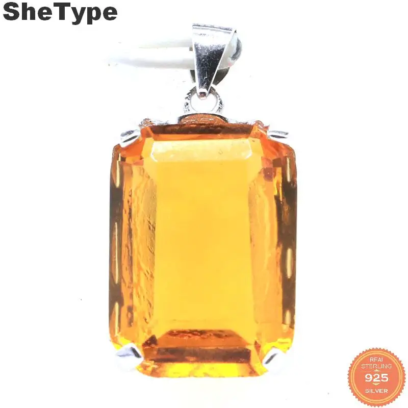 Женская подвеска из чистого серебра 925 пробы Зеленый Перидот Золотой Цитрин 28x13