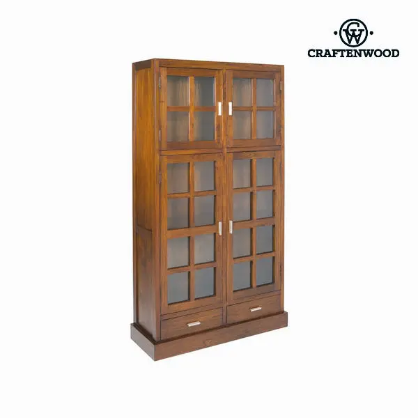Витрина с двойными стеклянными дверями Craftenwood (100x180x37 см) дерево/орех-Nogal коллекция