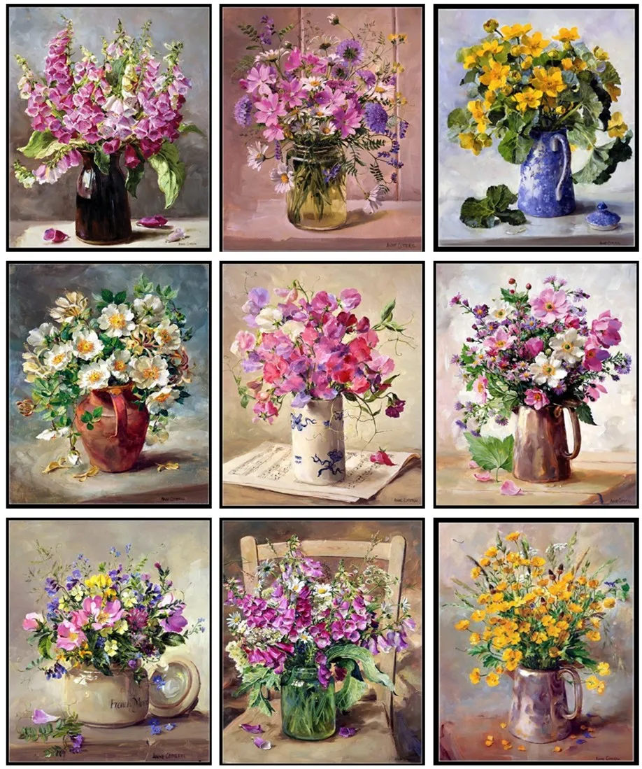 Наборы для вышивки крестиком летние цветы в вазе счетный крест ручная работа 14 ct