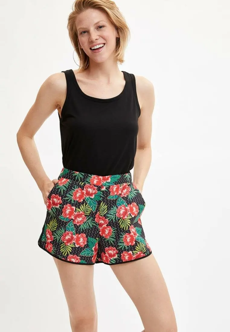 Женские тканые шорты DeFacto летние повседневные для плавания удобные с цветочным