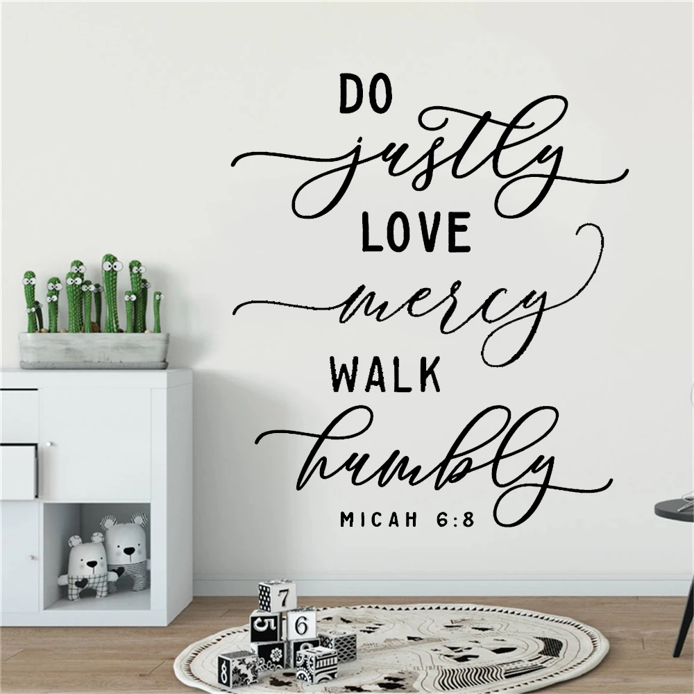 

Micah 6:8 Wall Stickers Do Justly Love Mercy Walk Humbly Quotes Decals Vinyl Murals For Bedroom Livingroom Decor Poster HJ0900