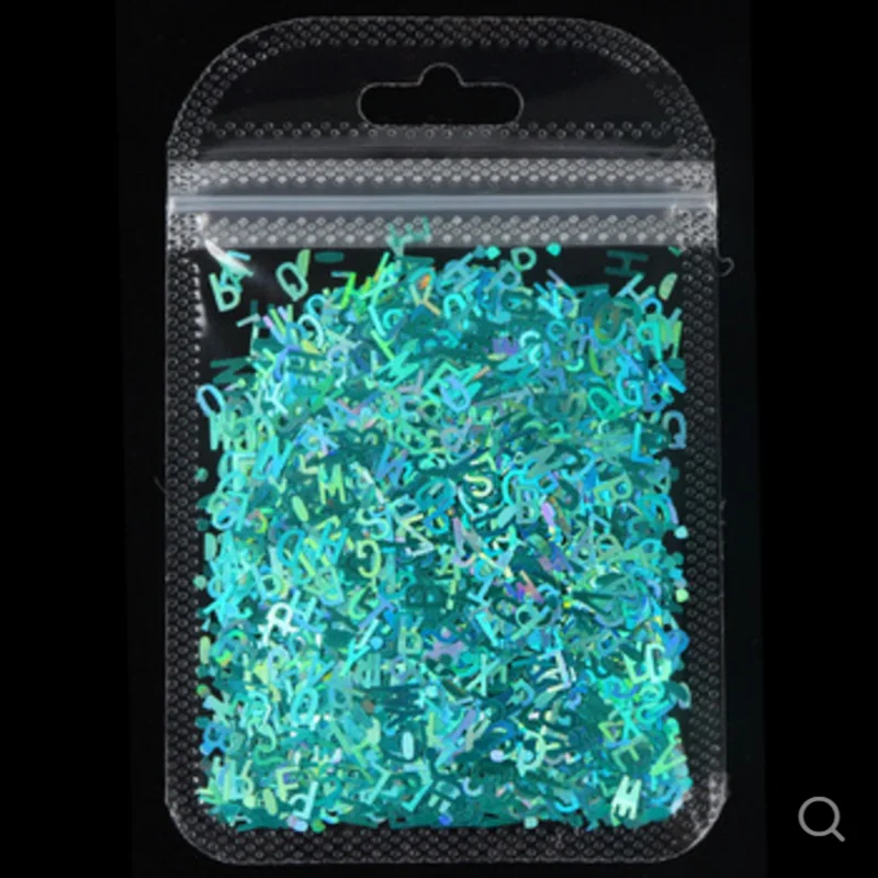 

1 Pack 3D English Letter Nail Sequins Holographic Laser Sparkly Alphabet Flake Nail Art Decorations Paillette Silver Gold Sequin