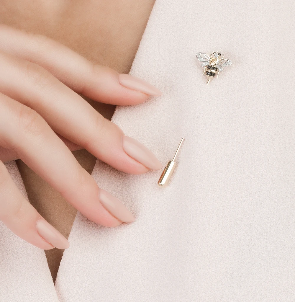 Золотая брошь с чёрными бриллиантами цитринами SUNLIGHT | Украшения и аксессуары