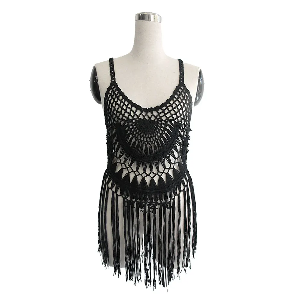 Топ женский трикотажный без рукавов пикантный винтажный пляжный жилет на