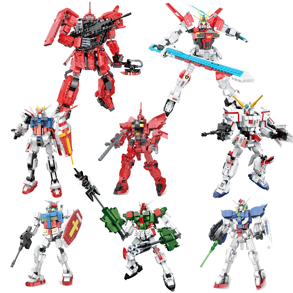 

New DIY Gundaming Mecha Model Bricks MOC Creative Movie Robot Mechanical Warrior Series Building Blocks Toys for Kids Gifts
