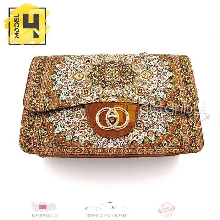 Turkish Traditional Authentic Handbag Kilim Design Carpet Design Double Zipper Handbag Shoulder Bag For Women Teenage Girls Kids
