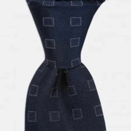 

White plaid navy blue silk tie 67827946
