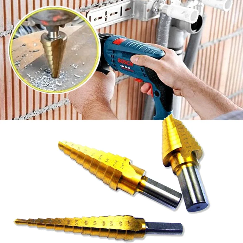 Набор металлических конусных сверл 3шт. Сверло с титаническим покрытием 4 12/20/32