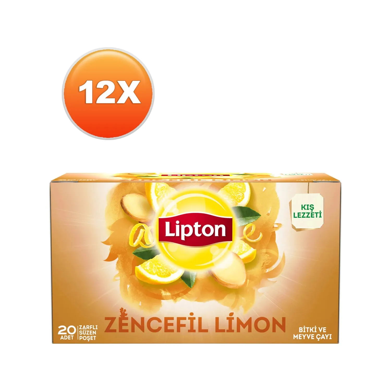 GREAT DRINK Lipton Ginger Lemon Glass Bag Herbal Tea 20 x 2 Gr. Set of Twelve   FREE SHIPPING