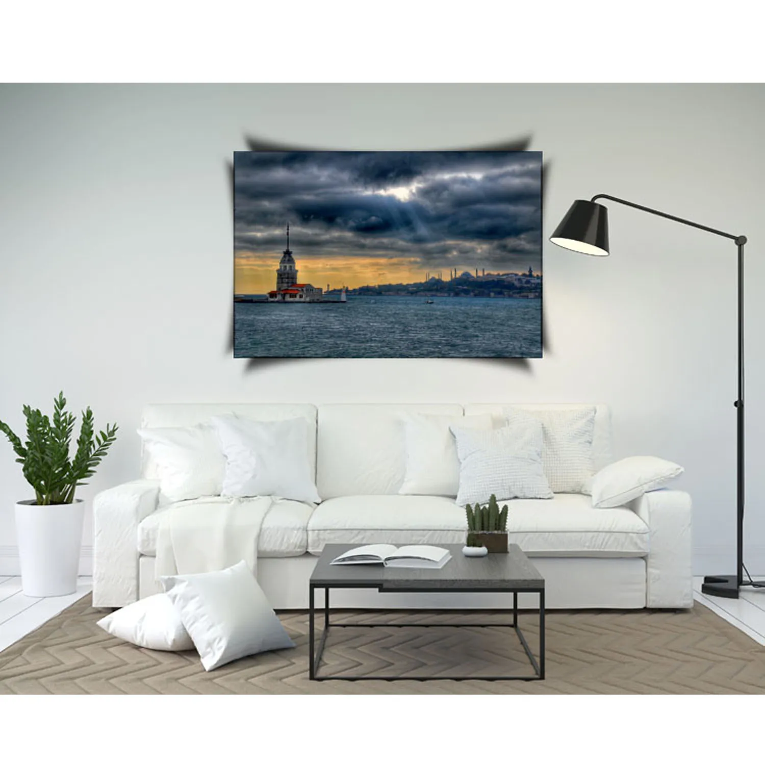 

Холщовая картина с рамкой 30 х45, девушка, башня, Стамбул, турецкий пейзаж, город, домашний декор, кафе, гостиница, новогодний подарок 2022