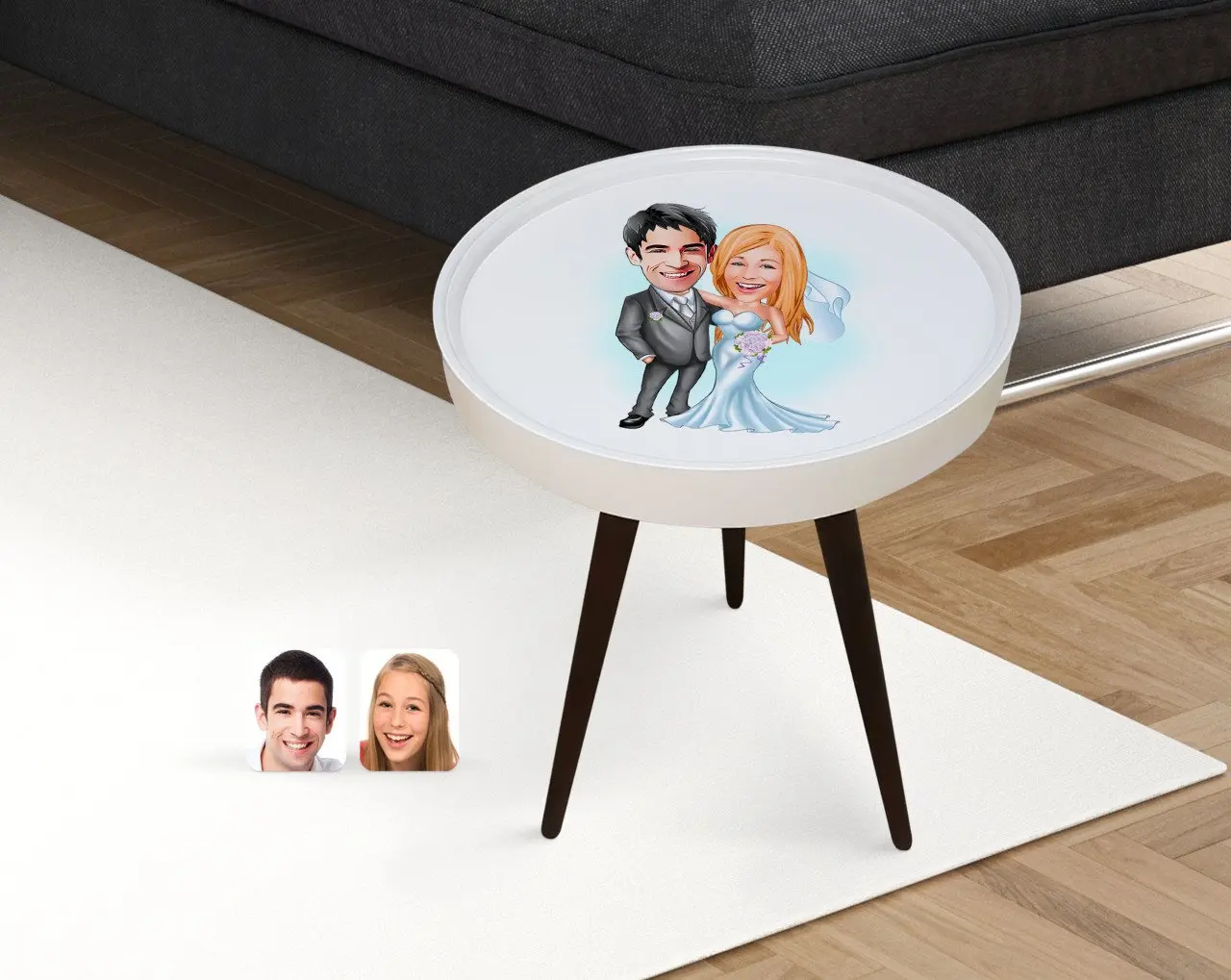 

Personalized Maried Caricature Of Wood Zigon Sehpa-5