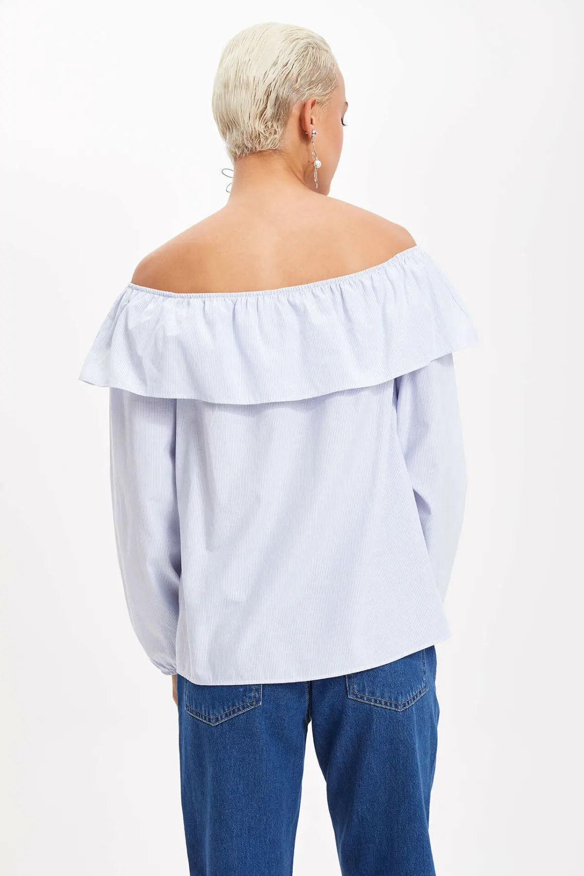 DeFacto модная женская блузка с открытыми плечами и длинными рукавами женские