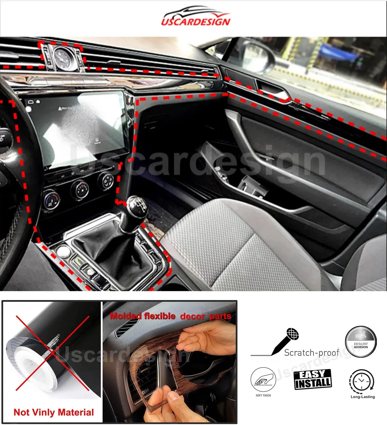 

For 2015 - 2020 VW Passat B8, Full Set, Car Styling, Automobile Accessories, Dashboard Cover, Console Decors, Door Handle, Knob,