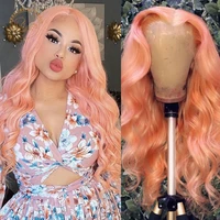 rose pink lace frontal wigs lime green blue burgundy ginger 99j wavy 13x4 lace front wig full density colored human hair wigs