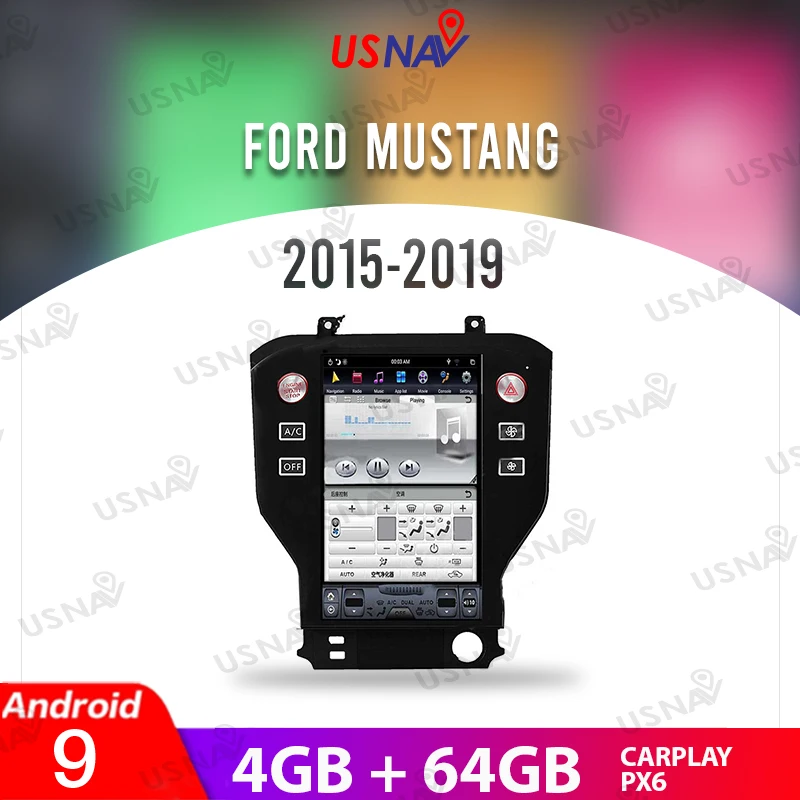 

USNAV 11,8 "Android 9 вертикальный экран Tesla style PX6 для Ford Mustang 2015-2019 GPS Navi Стерео Автомагнитола автомобильный мультимедийный плеер