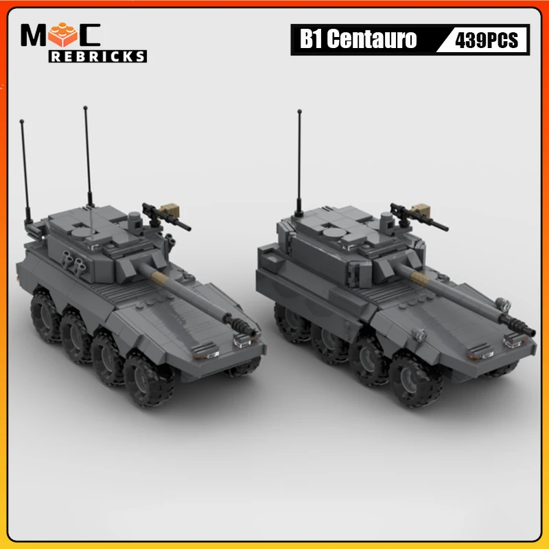 Фото Вторая мировая война Серия Италия армия колесный Танк B1 центавро автомобиль MOC строительные блоки модель Сделай Сам Кирпичи игрушки для дет... №1