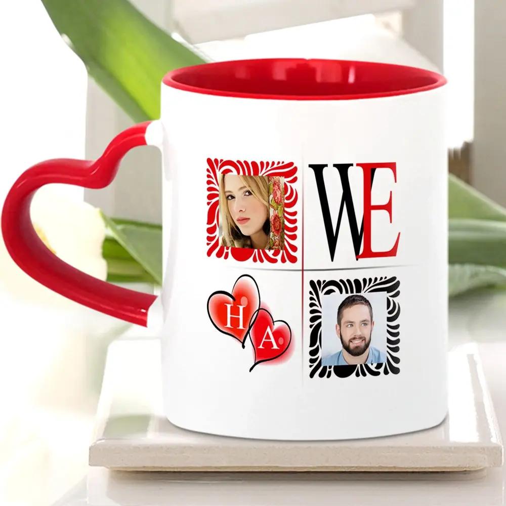 

Персонализированные мы разработали головой и буквами; Цвет: ярко-красный чашка в форме сердца чашка-1