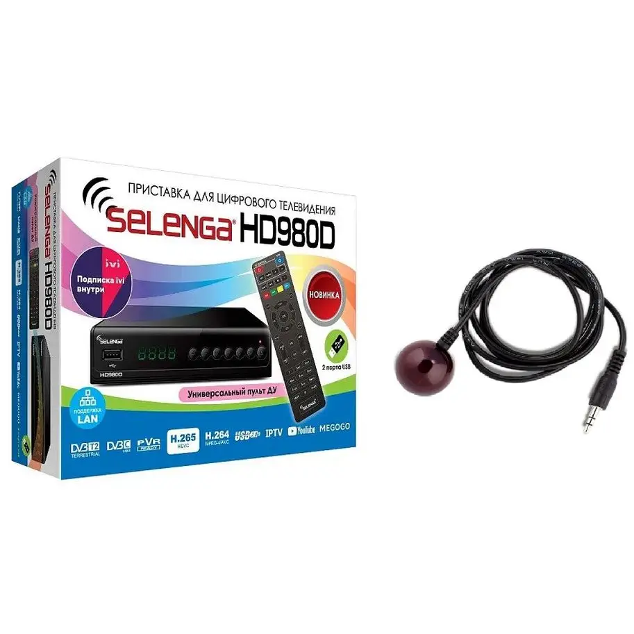 Receiver essential DVB-T2/DVB-C Selenga hd980d prefix for cable and air TV | Электроника