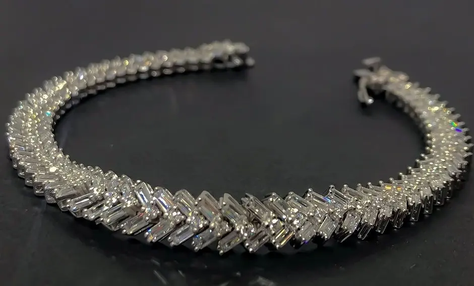 Серебряная Модель браслета из циркона и бриллианта|Гибкие жесткие браслеты| |