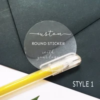 custom clear round stickers personalized white text circle labels transparent logo seals business round address sticker