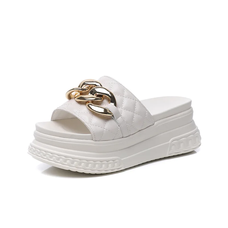 

2022 summer cool slippers bottom summer outer wear ladies thick sponge cake with fashion Lady shoes