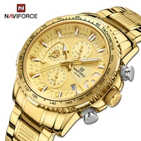 top luxury brand naviforce mens watches gold stainless steel multifunction wrist watch waterproof fashion clock men reloj hombre