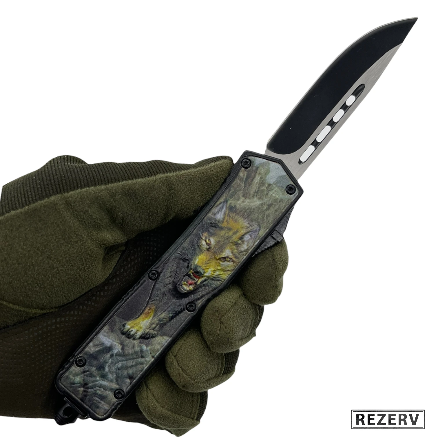 Нож фронтальный кнопочный Micro mod. 14 автоматический складной сталь 420 рукоять