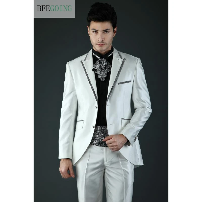 Ivory Regular Single Breasted Groom Wear Wedding Suit Bride Tuxedo+Pants Custom made