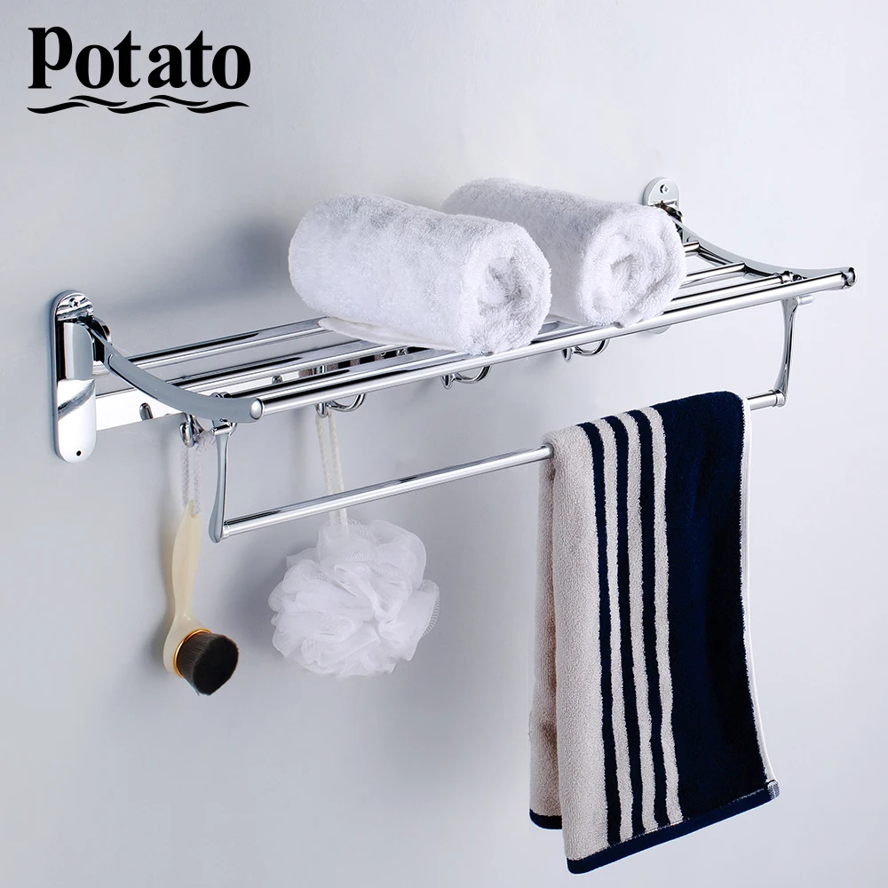 

Potato Folding Movable Bath Towel Shelf Steel Polished Bathroom Towel Rack Towel Holder Bathroom Towel Rack p3206