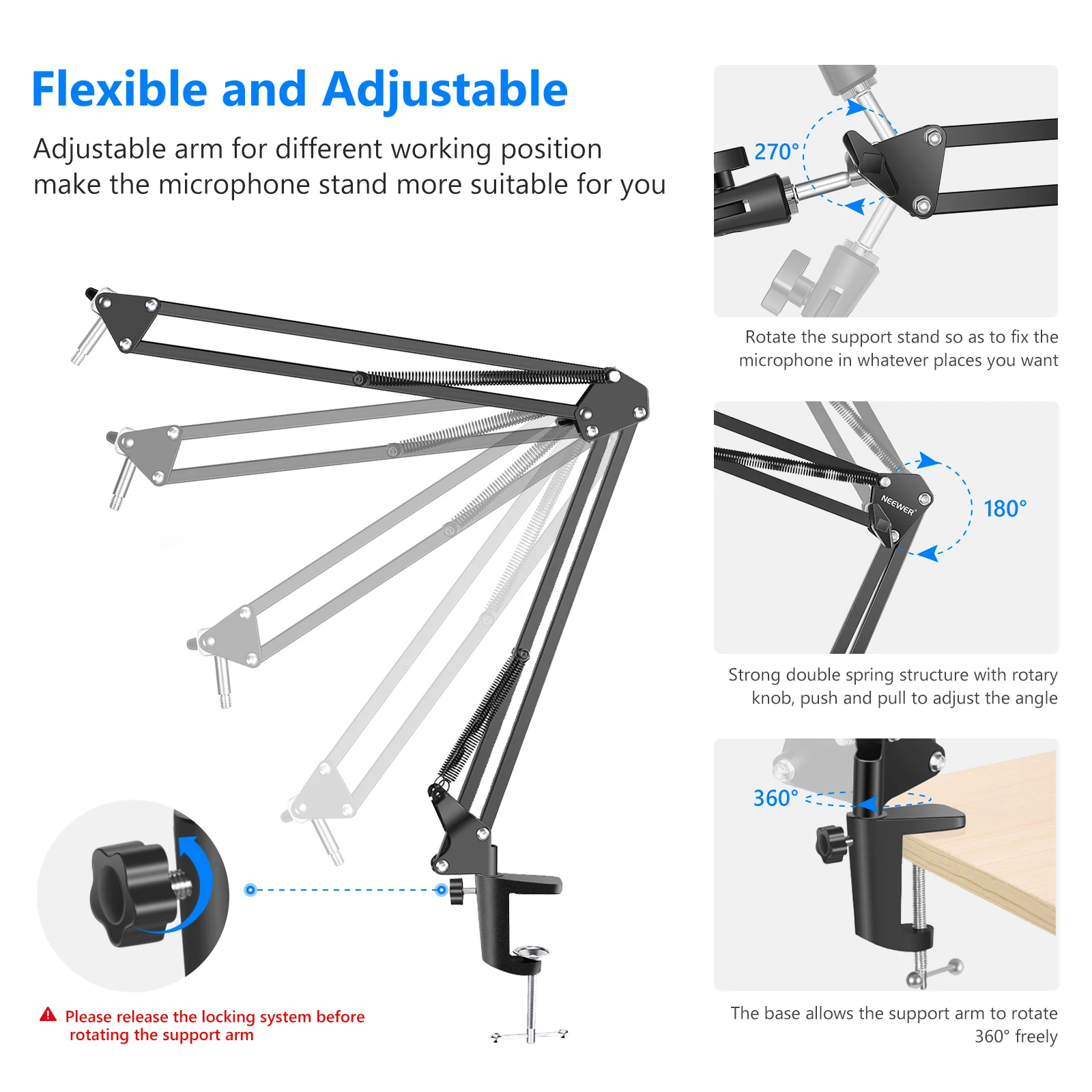Neewer Профессиональная студия вещания Запись конденсаторный микрофон и Arm стенд с