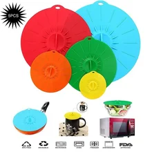 5PCS/Set Fresh-keeping Lids Silicone Anti-overflow Cover Vacuum Keep Fresh Lids Sealed Suction Lids Microwave Oven Bowl Cover